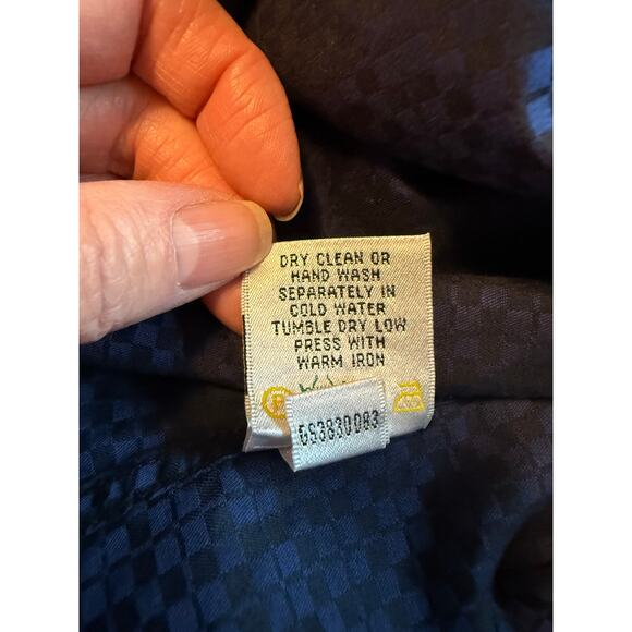 Bugatchi XL Shaped Fit Dress Shirt Flip Cuff Navy Geometric Business Casual - Picture 2 of 11